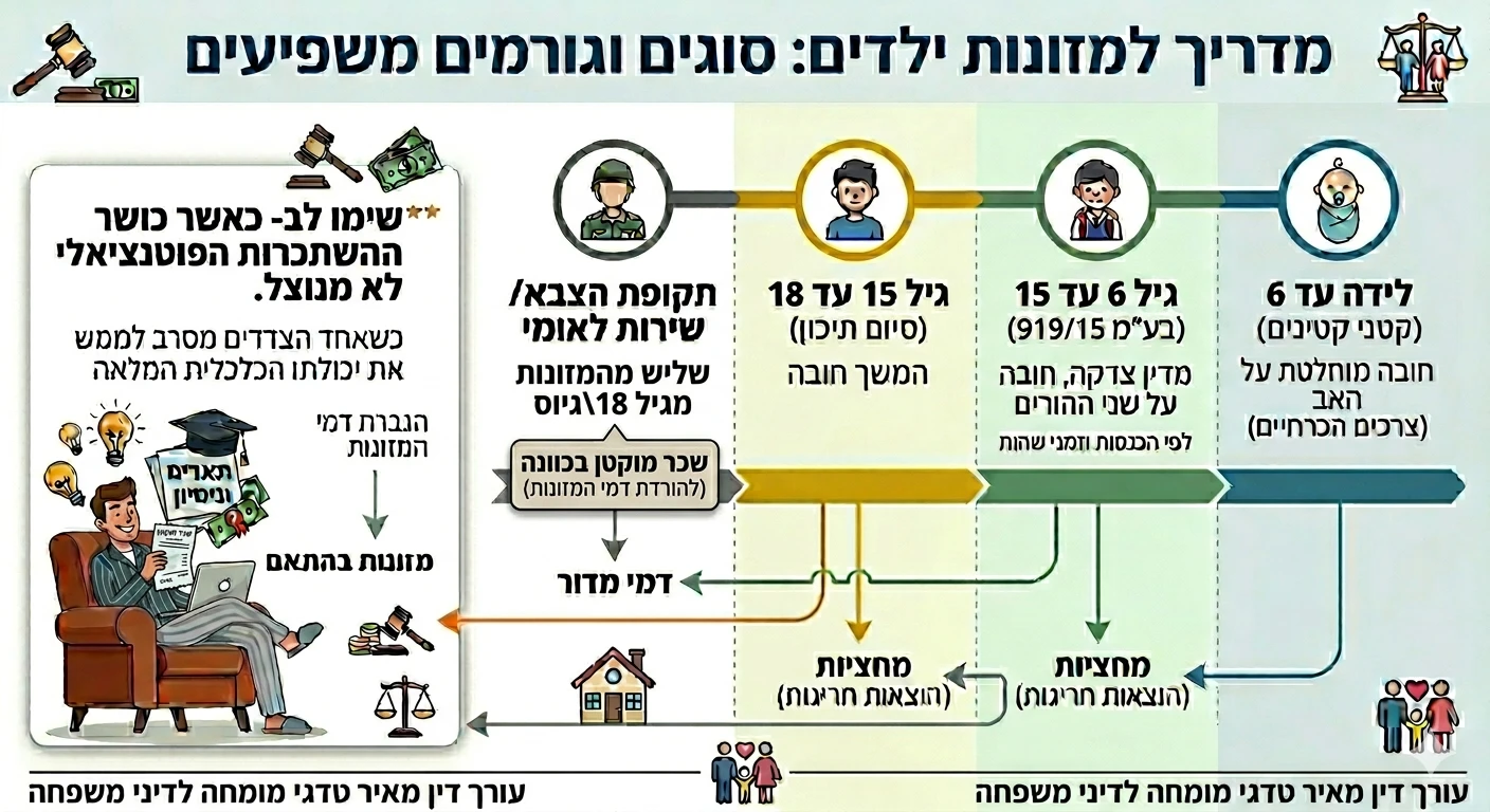 מזונות ילדים: מה שחשוב לדעת- הפירוט המלא של סוגי מזונות הילדים המוכרים בדין
